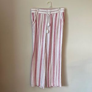 Red and white Linen Pants